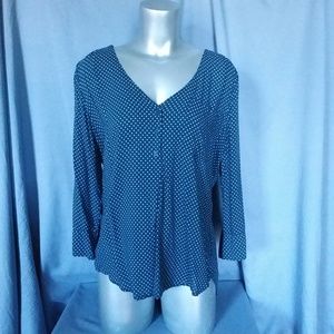 Blue & White Polka-dot Blouse